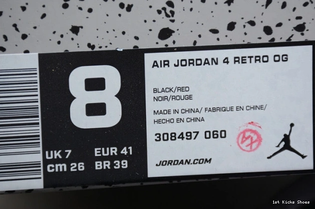 1st Kicks Shoes cement 1762 air 4 2019 jordan black TopPick retro ''bred'' 308497- 1111